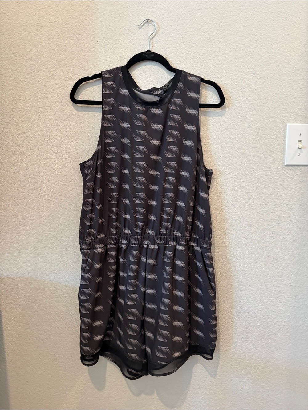 Zella Black and Gray Printed Sleeveless Romper